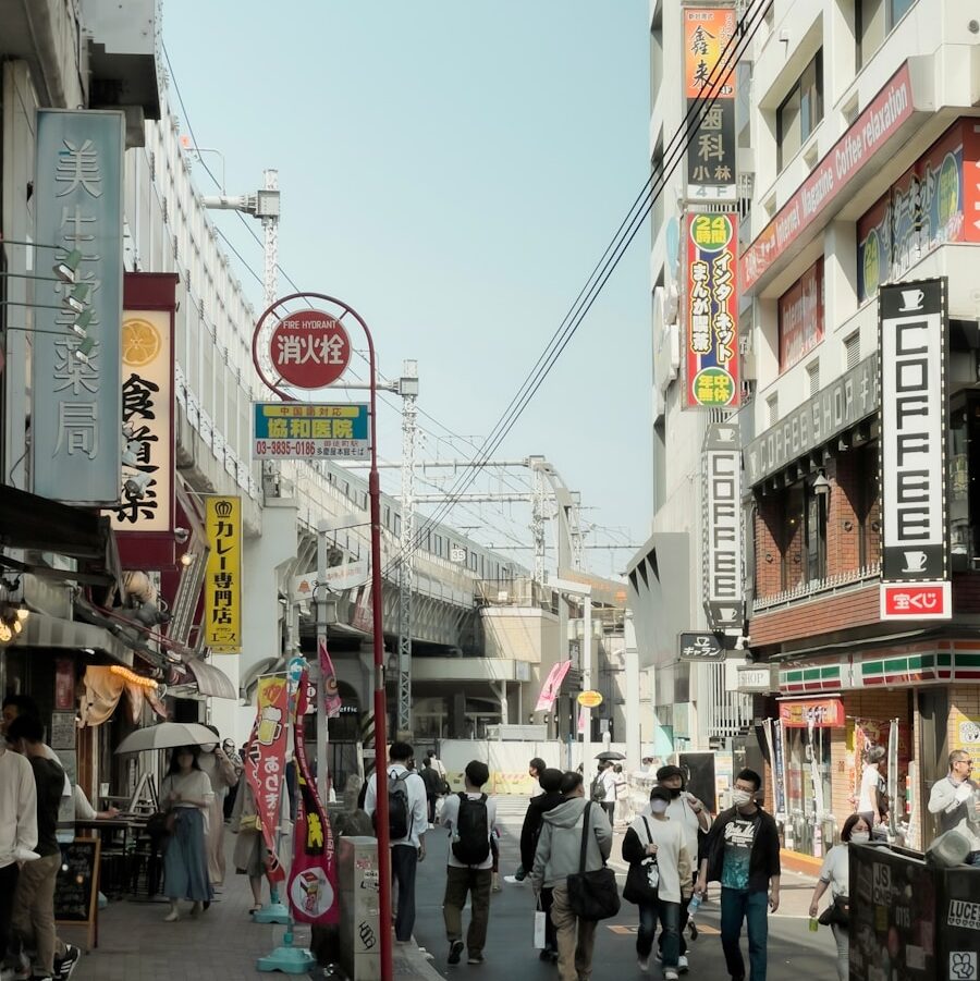people walking on a street